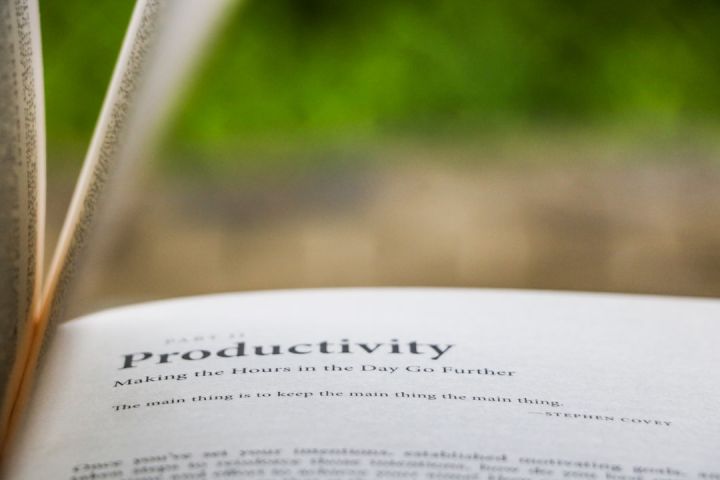 Productivity - selective focus photography of Productivity printed book